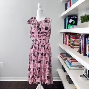 Whistles pink and brown silk midi print dress size 8